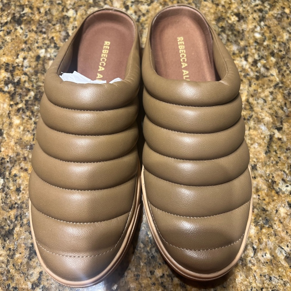 Rebecca Allen Tan Quilted Slip-On Women’s Shoes